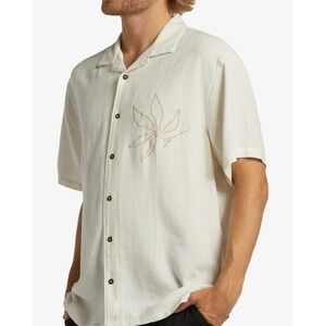 Billabong Sundays Vacay Linen Blend SS Shirt Bone‎ White XXL New With Tags